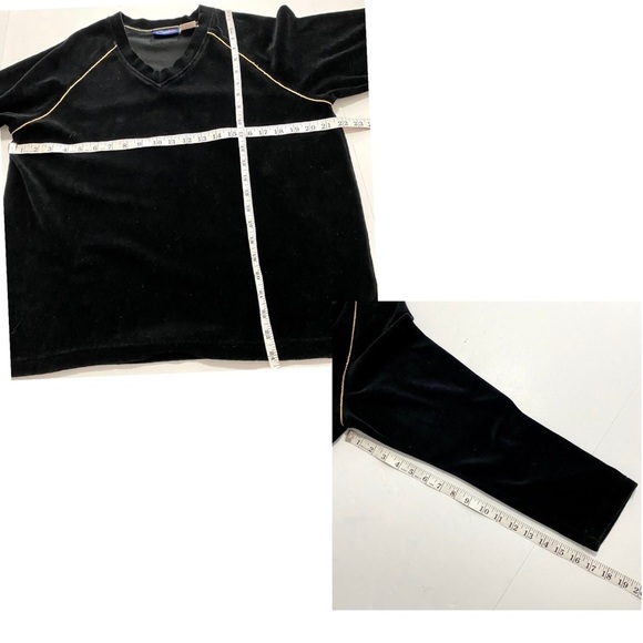 Vintage Catalina 2-pc Black Velour Track Suit Large V-neck Sweatshirt Pants Set - Picture 14 of 15